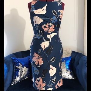 Form fitting blue scuba dress